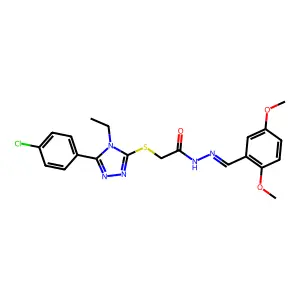 2-[[5-(4-Chlorophenyl)-4-ethyl-4H-1,2,4-triazol-3-yl]thio]acetic acid 2-[(2,5-dimethoxyphenyl)methylene]hydrazide structure