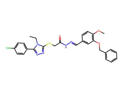 (Z)-N'-(3-(benzyloxy)-4-methoxybenzylidene)-2-((5-(4-chlorophenyl)-4-ethyl-4H-1,2,4-triazol-3-yl)thio)acetohydrazide structure