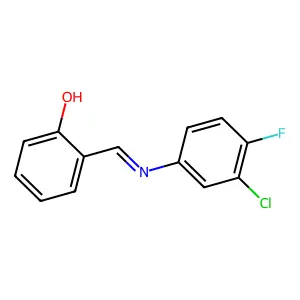 2-{(E)-[(3-chloro-4-fluorophenyl)imino]methyl}phenol structure