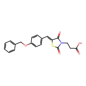 3-{5-[4-(Benzyloxy)benzylidene]-2,4-dioxo-1,3-thiazolidin-3-yl}propanoic acid structure