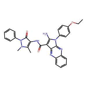 2-amino-N-(1,5-dimethyl-3-oxo-2-phenyl-2,3-dihydro-1H-pyrazol-4-yl)-1-(4-ethoxyphenyl)-1H-pyrrolo[2,3-b]quinoxaline-3-carboxamide structure