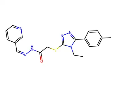 2-[[4-ethyl-5-(4-methylphenyl)-1,2,4-triazol-3-yl]sulfanyl]-N-[(E)-pyridin-3-ylmethylideneamino]acetamide structure