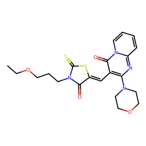 3-{(Z)-[3-(3-ethoxypropyl)-4-oxo-2-thioxo-1,3-thiazolidin-5-ylidene]methyl}-2-(morpholin-4-yl)-4H-pyrido[1,2-a]pyrimidin-4-one structure