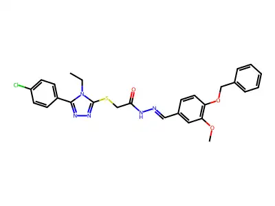 (Z)-N'-(4-(benzyloxy)-3-methoxybenzylidene)-2-((5-(4-chlorophenyl)-4-ethyl-4H-1,2,4-triazol-3-yl)thio)acetohydrazide structure
