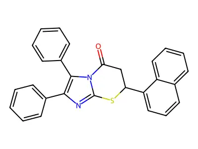 7-(naphthalen-1-yl)-2,3-diphenyl-6,7-dihydro-5H-imidazo[2,1-b][1,3]thiazin-5-one structure
