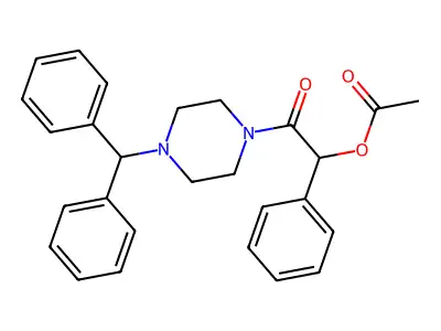 2-[4-(Diphenylmethyl)piperazin-1-yl]-2-oxo-1-phenylethyl acetate structure