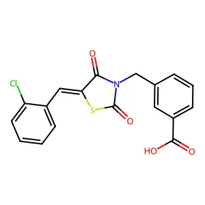 3-{[5-(2-Chlorobenzylidene)-2,4-dioxo-1,3-thiazolidin-3-yl]methyl}benzoic acid structure