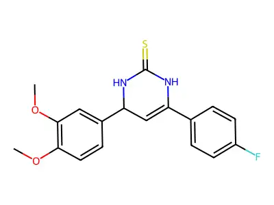 4-(3,4-dimethoxyphenyl)-6-(4-fluorophenyl)-3,4-dihydropyrimidine-2(1H)-thione structure