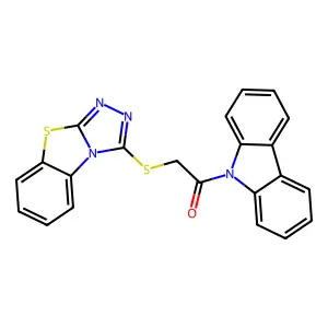 1-(9H-carbazol-9-yl)-2-([1,2,4]triazolo[3,4-b][1,3]benzothiazol-3-ylsulfanyl)ethanone structure