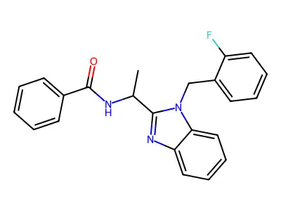 N-({1-[(2-fluorophenyl)methyl]benzimidazol-2-yl}ethyl)benzamide structure
