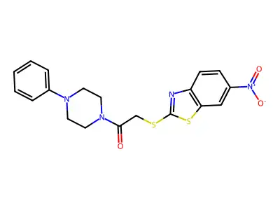 2-[(6-Nitro-1,3-benzothiazol-2-yl)sulfanyl]-1-(4-phenylpiperazin-1-yl)ethanone structure