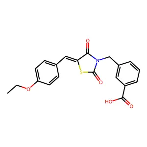 3-{[5-(4-Ethoxybenzylidene)-2,4-dioxo-1,3-thiazolidin-3-yl]methyl}benzoic acid structure