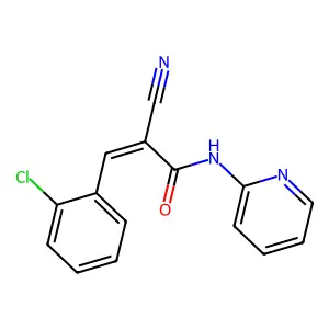 (E)-3-(2-chlorophenyl)-2-cyano-N-pyridin-2-ylprop-2-enamide structure