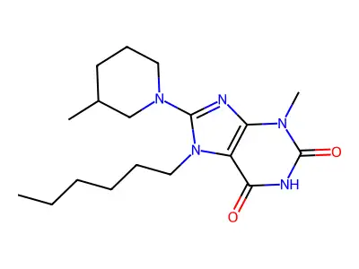 7-hexyl-3-methyl-8-(3-methylpiperidin-1-yl)-1H-purine-2,6(3H,7H)-dione structure
