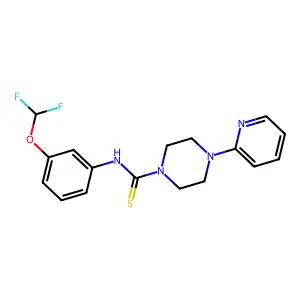 N-[3-(difluoromethoxy)phenyl]-4-(2-pyridinyl)-1-piperazinecarbothioamide structure