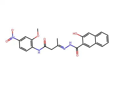 (3E)-3-{2-[(3-hydroxynaphthalen-2-yl)carbonyl]hydrazinylidene}-N-(2-methoxy-4-nitrophenyl)butanamide structure