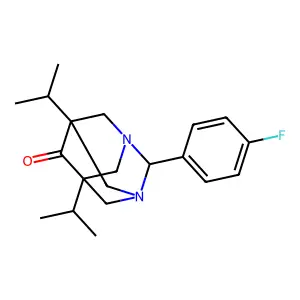 2-(4-Fluorophenyl)-5,7-diisopropyl-1,3-diazatricyclo[3.3.1.1~3,7~]decan-6-one structure