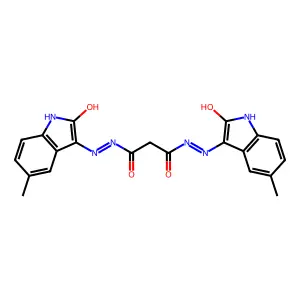 N'~1~-[(3E)-5-methyl-2-oxo-1,2-dihydro-3H-indol-3-ylidene]-N'~3~-[(3Z)-5-methyl-2-oxo-1,2-dihydro-3H-indol-3-ylidene]propanedihydrazide structure