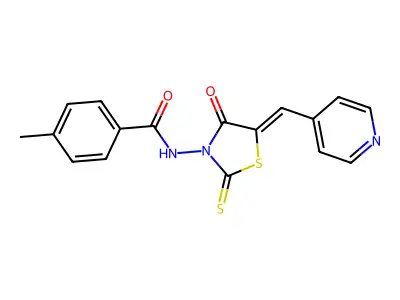 4-methyl-N-[(5Z)-4-oxo-5-(pyridin-4-ylmethylidene)-2-thioxo-1,3-thiazolidin-3-yl]benzamide structure
