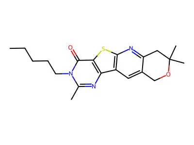 2,8,8-trimethyl-3-pentyl-7,10-dihydro-8H-pyrano[3'',4'':5',6']pyrido[3',2':4,5]thieno[3,2-d]pyrimidin-4(3H)-one structure