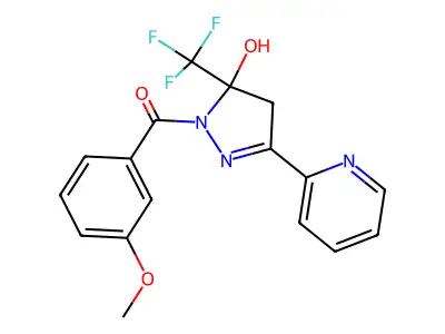[5-hydroxy-3-pyridin-2-yl-5-(trifluoromethyl)-4H-pyrazol-1-yl]-(3-methoxyphenyl)methanone structure