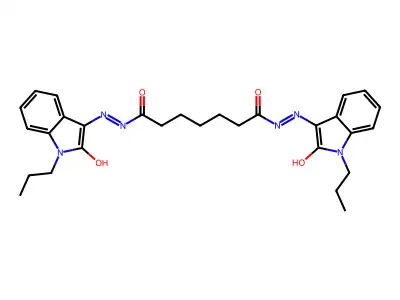 N'~1~-[(3E)-2-oxo-1-propyl-1,2-dihydro-3H-indol-3-ylidene]-N'~7~-[(3Z)-2-oxo-1-propyl-1,2-dihydro-3H-indol-3-ylidene]heptanedihydrazide structure