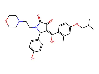3-hydroxy-5-(4-hydroxyphenyl)-4-[2-methyl-4-(2-methylpropoxy)benzoyl]-1-[2-(morpholin-4-yl)ethyl]-2,5-dihydro-1H-pyrrol-2-one structure