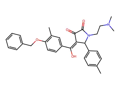 1-(2-dimethylaminoethyl)-4-[hydroxy-(3-methyl-4-phenylmethoxyphenyl)methylidene]-5-(4-methylphenyl)pyrrolidine-2,3-dione structure