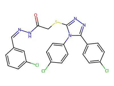2-{[4,5-BIS(4-CHLOROPHENYL)-4H-1,2,4-TRIAZOL-3-YL]SULFANYL}-N'-[(E)-(3-CHLOROPHENYL)METHYLIDENE]ACETOHYDRAZIDE structure