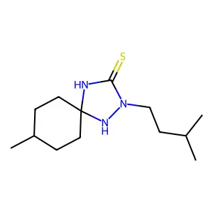 8-Methyl-2-(3-methylbutyl)-1,2,4-triazaspiro[4.5]decane-3-thione structure
