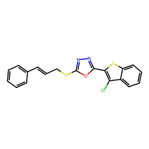 2-(3-Chlorobenzo[b]thiophen-2-yl)-5-(cinnamylthio)-1,3,4-oxadiazole structure