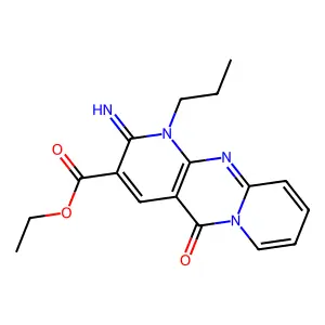 ethyl 2-imino-5-oxo-1-propyl-1,5-dihydro-2H-dipyrido[1,2-a:2',3'-d]pyrimidine-3-carboxylate structure