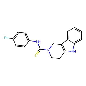 N-(4-fluorophenyl)-1,3,4,5-tetrahydropyrido[4,3-b]indole-2-carbothioamide structure
