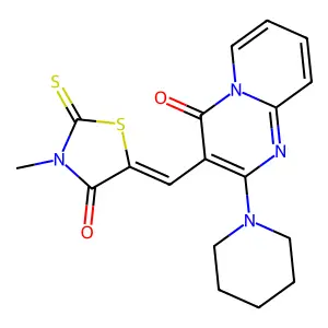 (Z)-3-methyl-5-((4-oxo-2-(piperidin-1-yl)-4H-pyrido[1,2-a]pyrimidin-3-yl)methylene)-2-thioxothiazolidin-4-one structure