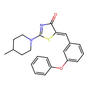 (5Z)-2-(4-methylpiperidin-1-yl)-5-[(3-phenoxyphenyl)methylidene]-1,3-thiazol-4-one structure