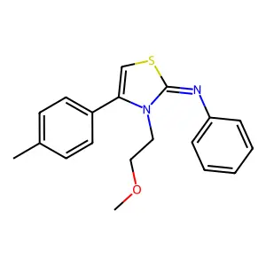 3-(2-methoxyethyl)-4-(4-methylphenyl)-N-phenyl-1,3-thiazol-2-imine structure