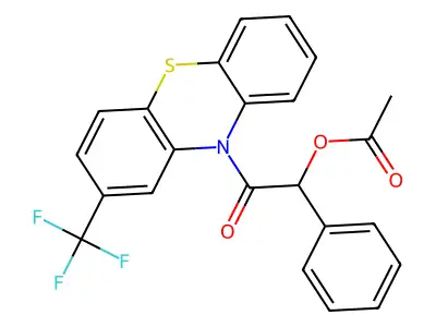 2-oxo-1-phenyl-2-[2-(trifluoromethyl)-10H-phenothiazin-10-yl]ethyl acetate structure