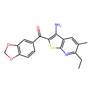(3-amino-6-ethyl-5-methylthieno[2,3-b]pyridin-2-yl)-(1,3-benzodioxol-5-yl)methanone structure