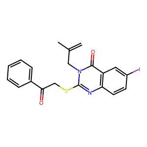 6-Iodo-3-(2-methylprop-2-enyl)-2-phenacylsulfanylquinazolin-4-one structure