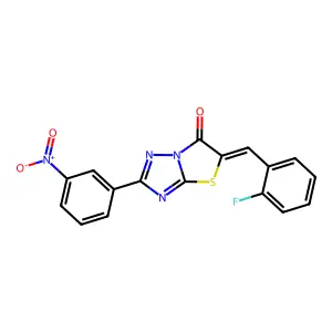 (5Z)-5-[(2-fluorophenyl)methylidene]-2-(3-nitrophenyl)-[1,3]thiazolo[3,2-b][1,2,4]triazol-6-one structure