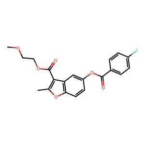 2-Methoxyethyl 5-((4-fluorobenzoyl)oxy)-2-methylbenzofuran-3-carboxylate structure
