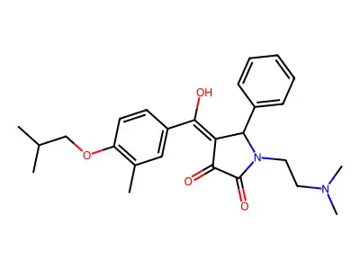 1-(2-dimethylaminoethyl)-4-[hydroxy-[3-methyl-4-(2-methylpropoxy)phenyl]methylidene]-5-phenylpyrrolidine-2,3-dione structure