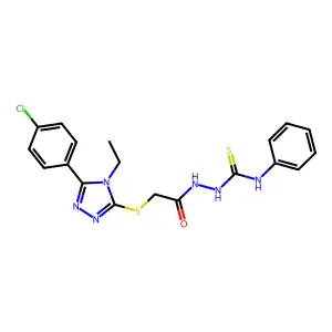 2-({[5-(4-chlorophenyl)-4-ethyl-4H-1,2,4-triazol-3-yl]sulfanyl}acetyl)-N-phenylhydrazinecarbothioamide structure