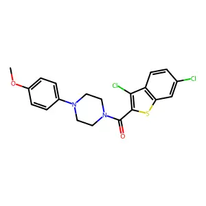 3,6-Dichlorobenzo[b]thiophen-2-yl 4-(4-methoxyphenyl)piperazinyl ketone structure