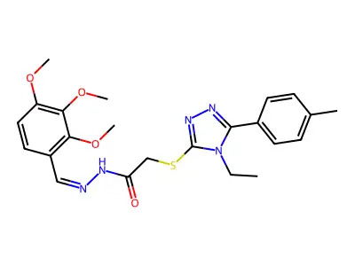 2-[[4-ethyl-5-(4-methylphenyl)-1,2,4-triazol-3-yl]sulfanyl]-N-[(E)-(2,3,4-trimethoxyphenyl)methylideneamino]acetamide structure