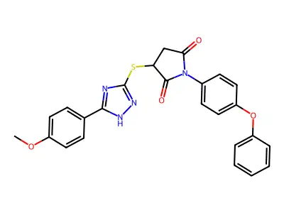 3-{[5-(4-methoxyphenyl)-4H-1,2,4-triazol-3-yl]sulfanyl}-1-(4-phenoxyphenyl)pyrrolidine-2,5-dione structure