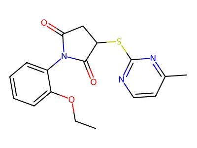 1-(2-Ethoxyphenyl)-3-[(4-methylpyrimidin-2-yl)sulfanyl]pyrrolidine-2,5-dione structure