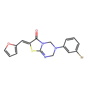 (7Z)-3-(3-bromophenyl)-7-(furan-2-ylmethylidene)-2,4-dihydro-[1,3]thiazolo[3,2-a][1,3,5]triazin-6-one structure