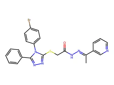 (Z)-2-((4-(4-bromophenyl)-5-phenyl-4H-1,2,4-triazol-3-yl)thio)-N'-(1-(pyridin-3-yl)ethylidene)acetohydrazide structure