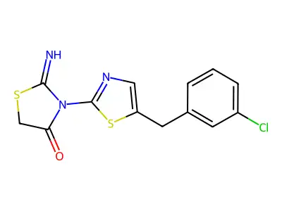 3-(5-(3-Chlorobenzyl)thiazol-2-yl)-2-iminothiazolidin-4-one structure